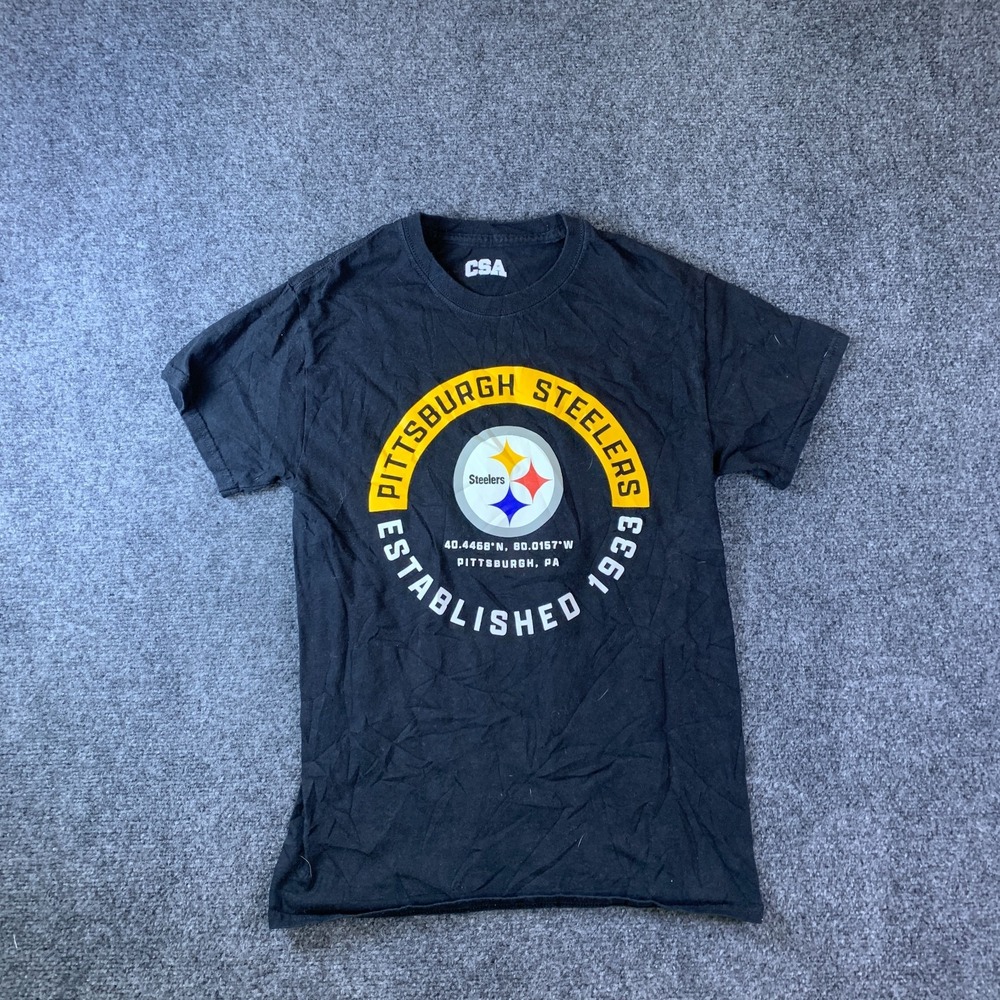 Pittsburgh Steelers T Shirt Womens S Black Cotton CSA Football NFL Graphic Print